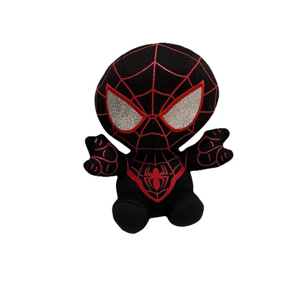 TY Spider-Man Plush 6" Black Red Miles Morales Silver Glittery Eyes - Picture 1 of 8